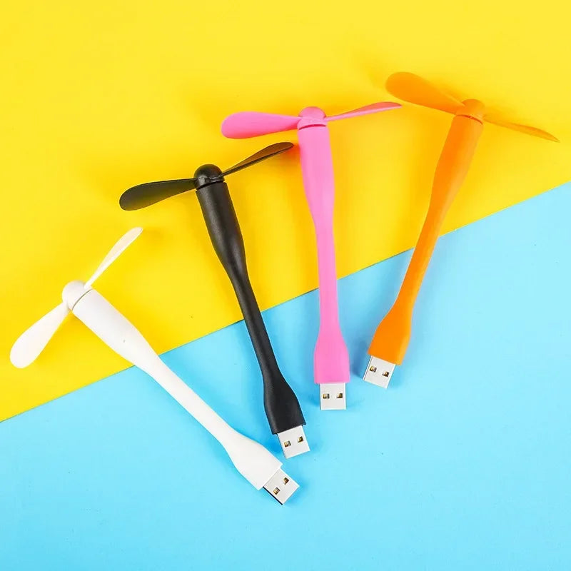 USB Small Fan Flexible Bendable Fan For Power Bank Laptop PC AC Charger Portable Hand Cool Mini Fan For Computer Summer Gadget