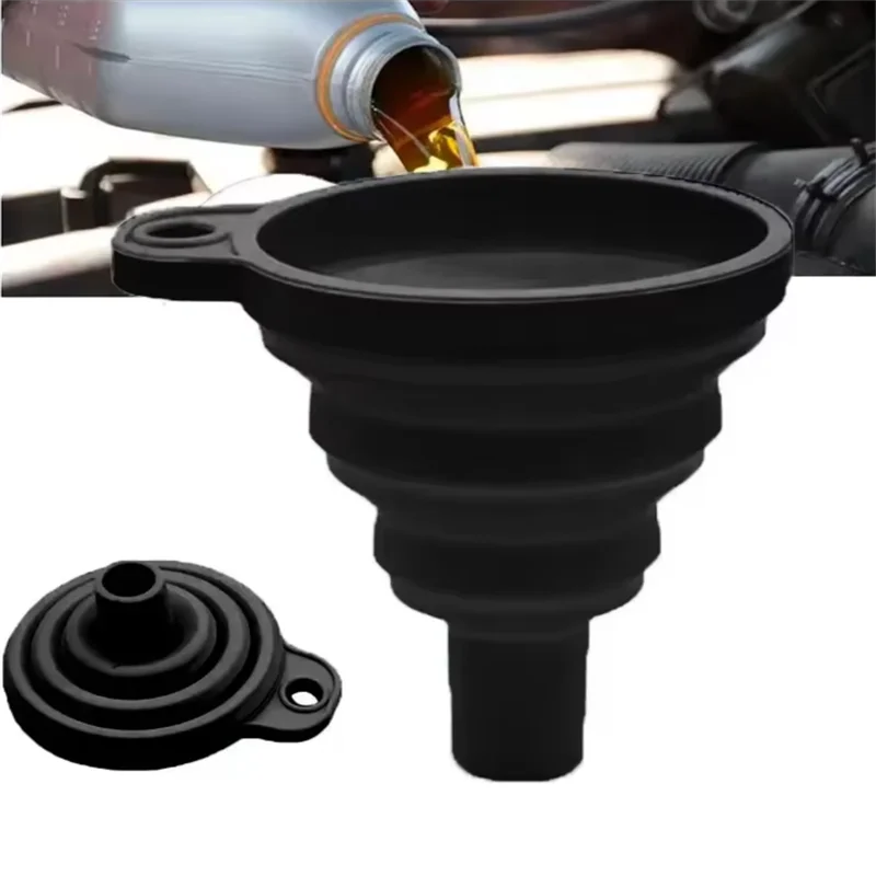 Engine Funnel Car Universal Silicone Liquid Funnel Washer Fluid Change Foldable Portable Auto Engine Oil Petrol Change Funnel