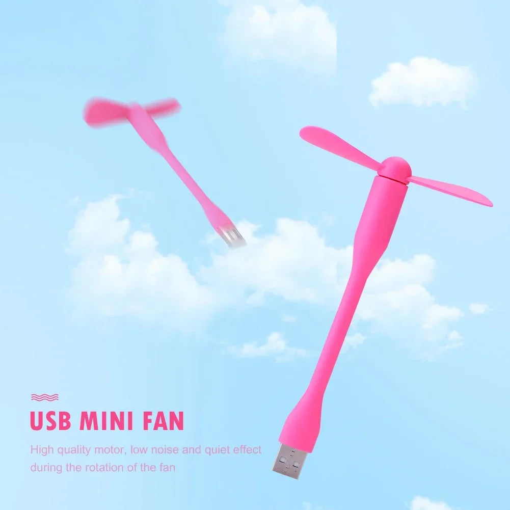 USB Small Fan Flexible Bendable Fan For Power Bank Laptop PC AC Charger Portable Hand Cool Mini Fan For Computer Summer Gadget