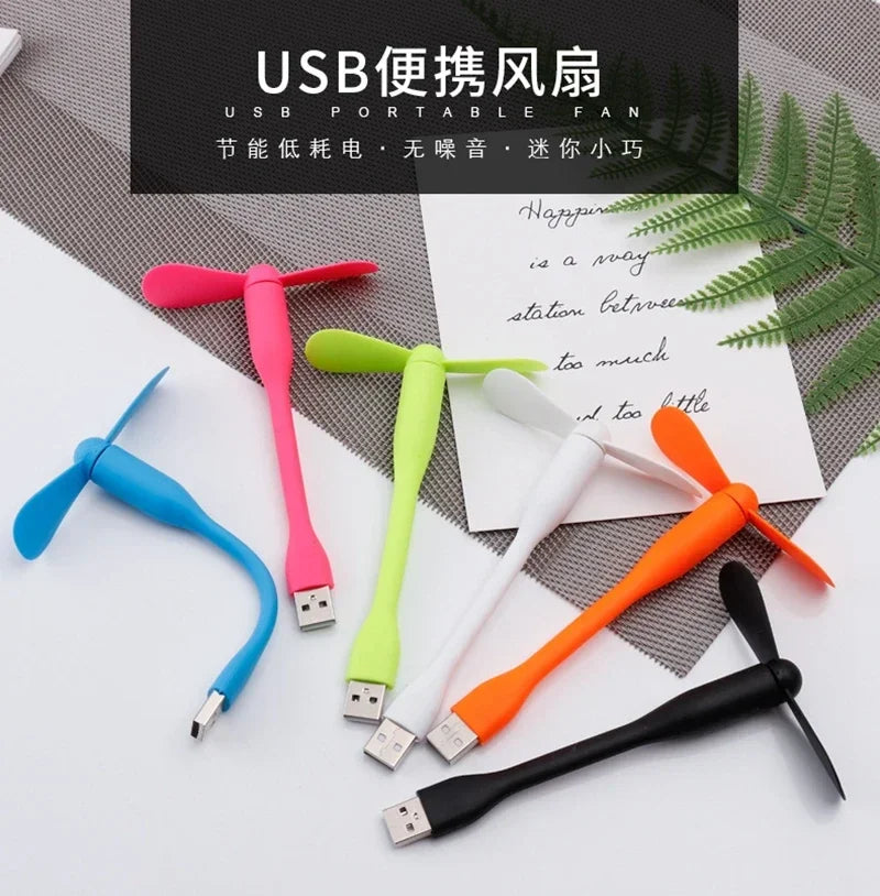 USB Small Fan Flexible Bendable Fan For Power Bank Laptop PC AC Charger Portable Hand Cool Mini Fan For Computer Summer Gadget