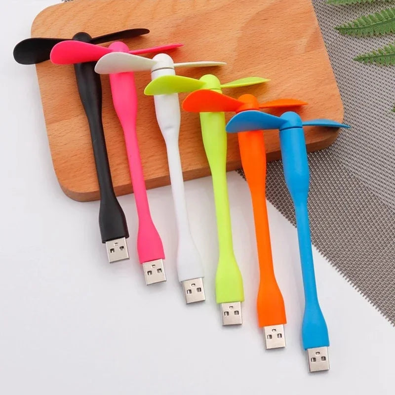 USB Small Fan Flexible Bendable Fan For Power Bank Laptop PC AC Charger Portable Hand Cool Mini Fan For Computer Summer Gadget