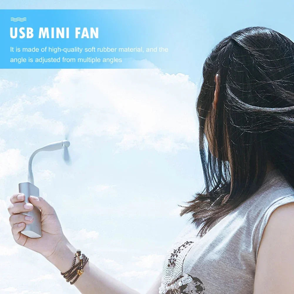 USB Small Fan Flexible Bendable Fan For Power Bank Laptop PC AC Charger Portable Hand Cool Mini Fan For Computer Summer Gadget