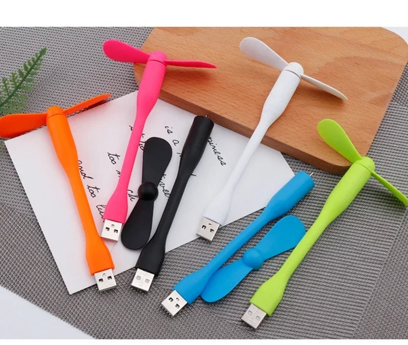 USB Small Fan Flexible Bendable Fan For Power Bank Laptop PC AC Charger Portable Hand Cool Mini Fan For Computer Summer Gadget