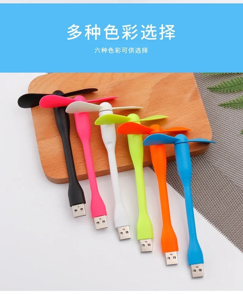 USB Small Fan Flexible Bendable Fan For Power Bank Laptop PC AC Charger Portable Hand Cool Mini Fan For Computer Summer Gadget