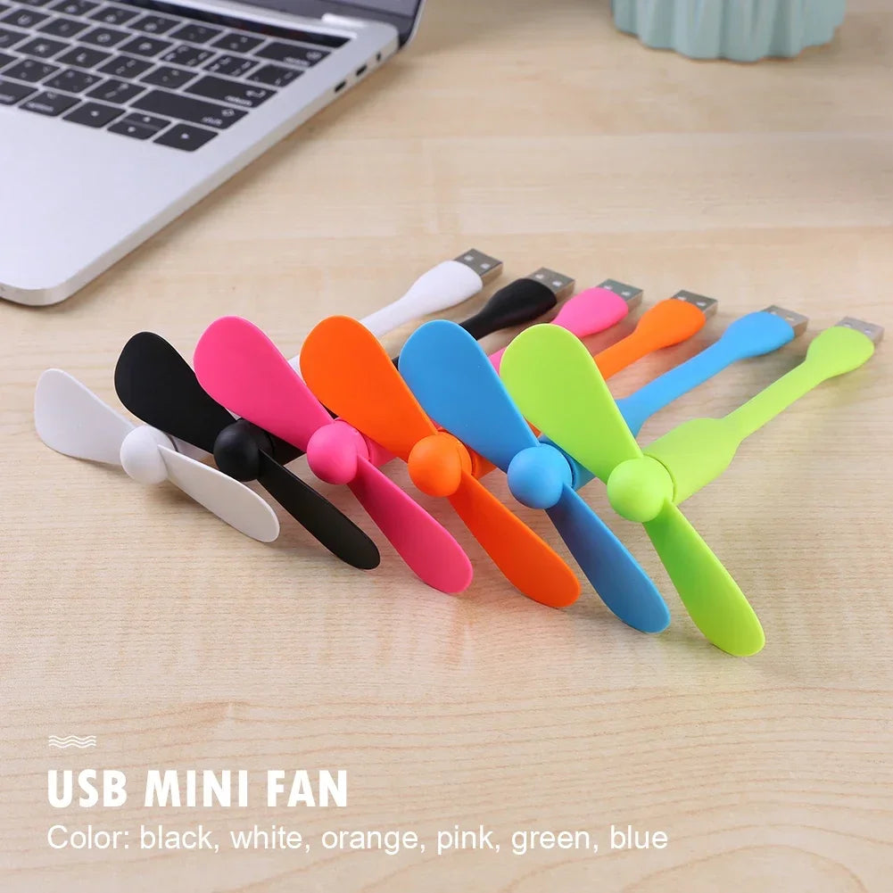 USB Small Fan Flexible Bendable Fan For Power Bank Laptop PC AC Charger Portable Hand Cool Mini Fan For Computer Summer Gadget