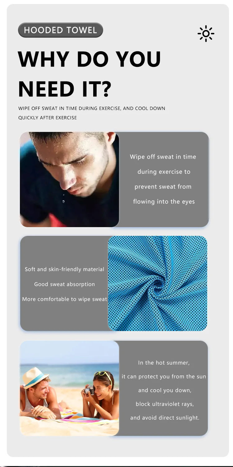 Sports Cooling Gym Towels Hair Quick Drying Hand Wrap Water Absorption Outdoor Travel Gymnastics Cool Sweat Portable Towel Hat