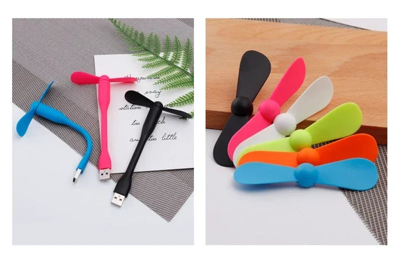 USB Small Fan Flexible Bendable Fan For Power Bank Laptop PC AC Charger Portable Hand Cool Mini Fan For Computer Summer Gadget