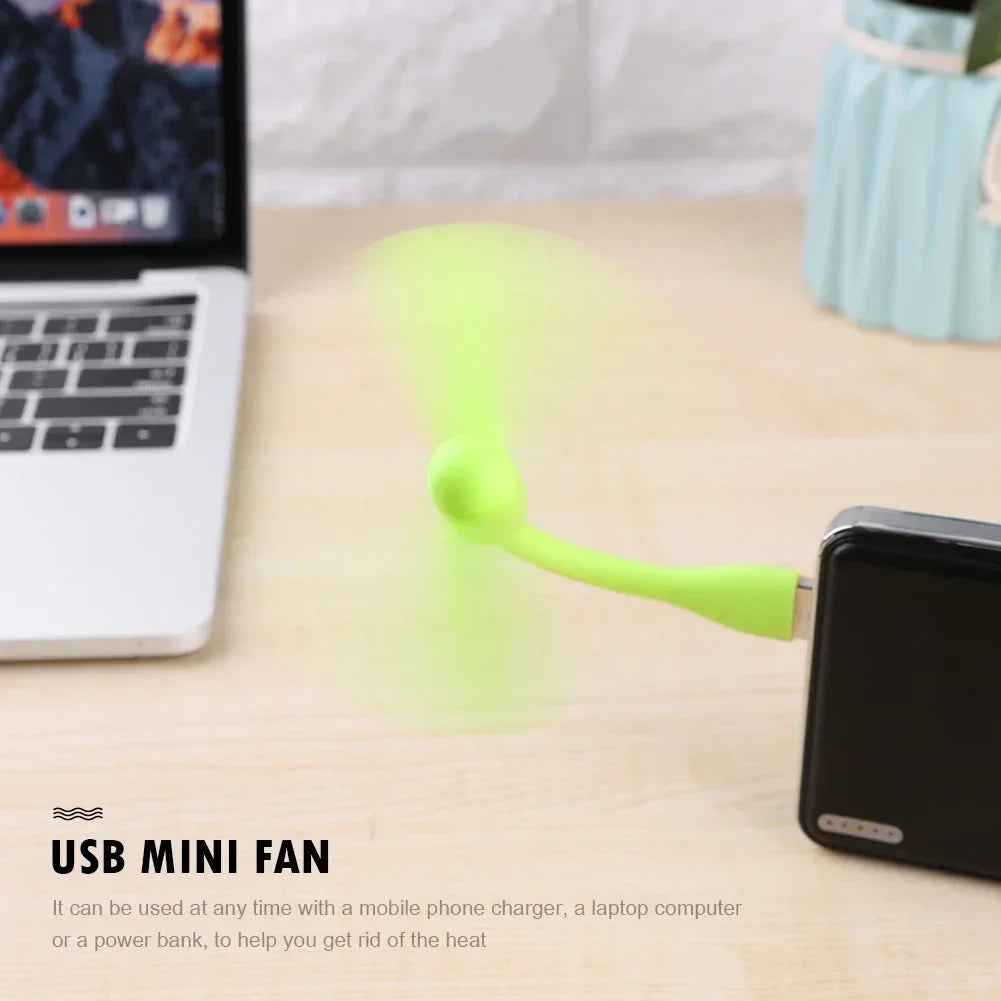 USB Small Fan Flexible Bendable Fan For Power Bank Laptop PC AC Charger Portable Hand Cool Mini Fan For Computer Summer Gadget