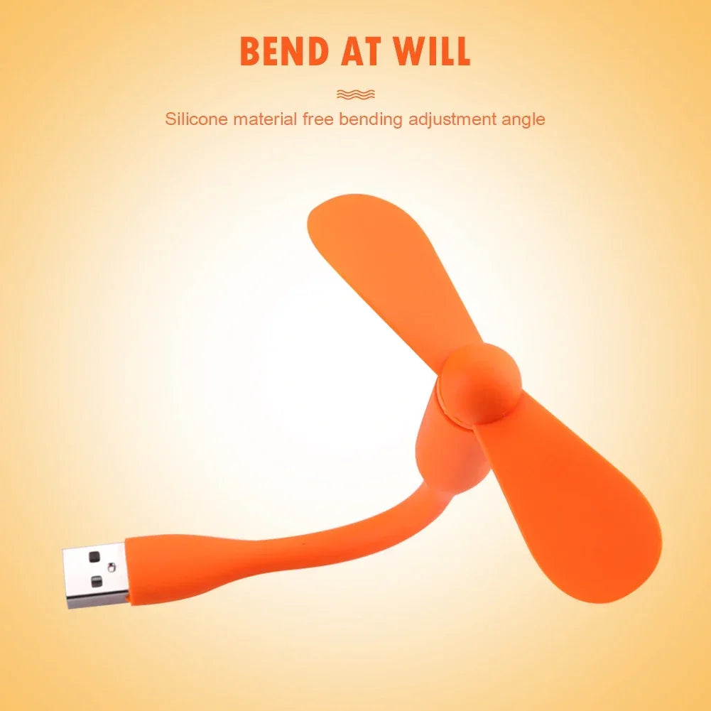 USB Small Fan Flexible Bendable Fan For Power Bank Laptop PC AC Charger Portable Hand Cool Mini Fan For Computer Summer Gadget
