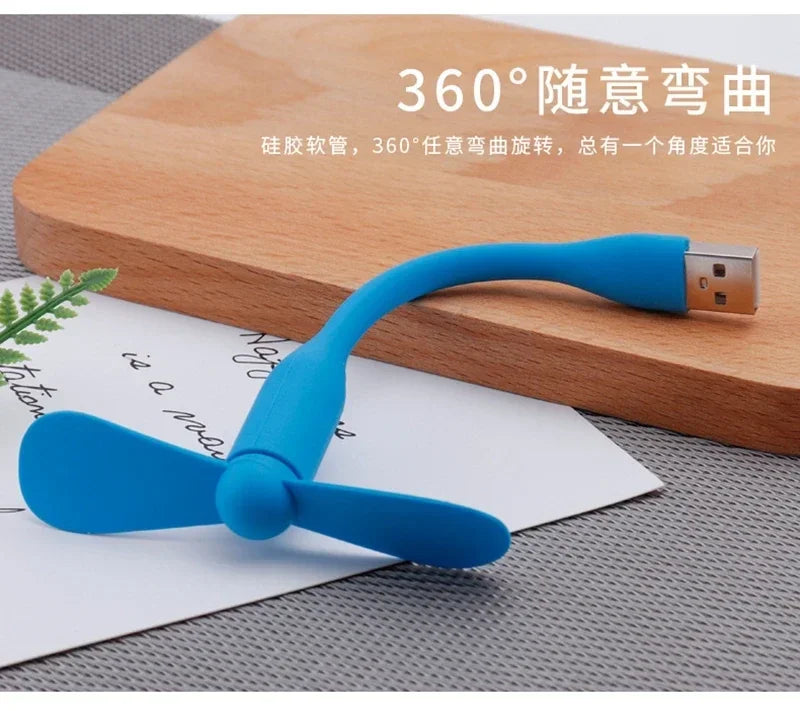 USB Small Fan Flexible Bendable Fan For Power Bank Laptop PC AC Charger Portable Hand Cool Mini Fan For Computer Summer Gadget